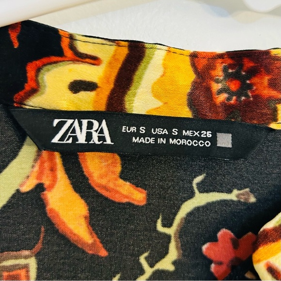 Zara Gold and Red Midi Sundress with Plunge Neckline - Picture 4 of 6